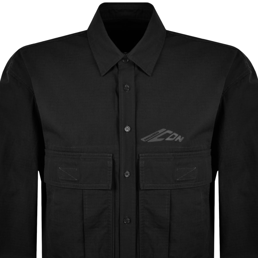 DSQUARED2 Icon Ripstop Overshirt Black | Mainline Menswear us